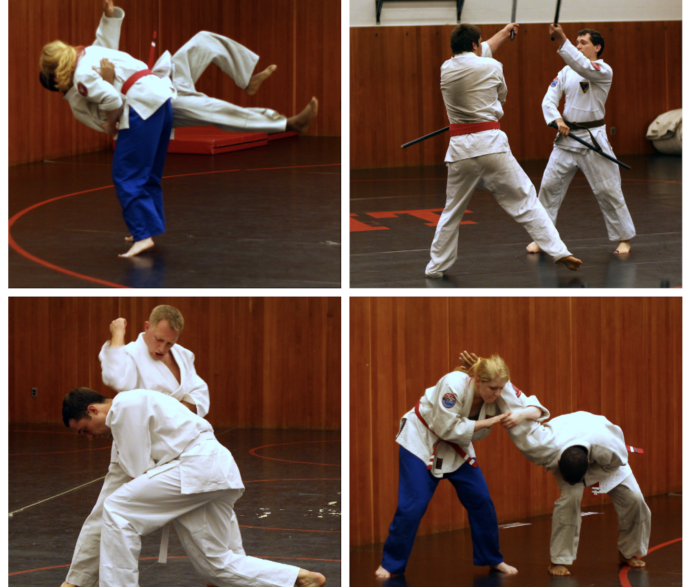 Students demonstrating JiuJitsu moves