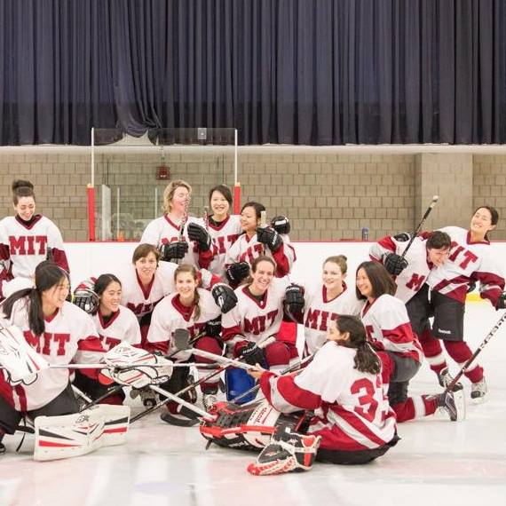 Players posing on ice